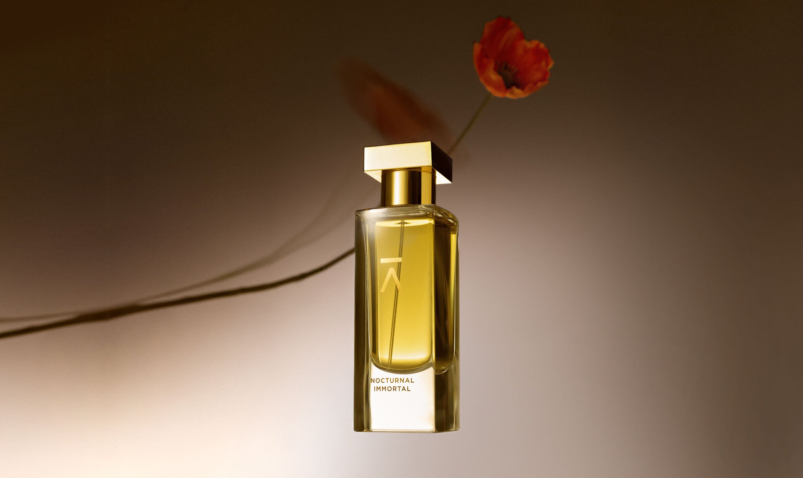 Studio photograph of the ‘Nocturnal Immortal’ perfume bottle by Azman Perfumes, created in collaboration with perfumer Julien Rasquinet. The bottle is placed on an animal-hair-textured artificial rug, evoking a raw and authentic feel. The perfume embodies a woody, oriental, and mysterious aesthetic, with key notes of Fir Balsam Absolute, Orange Bitter Oil, Cistus Labdanum, Vetiver Oil Haiti, and Hay Absolute.