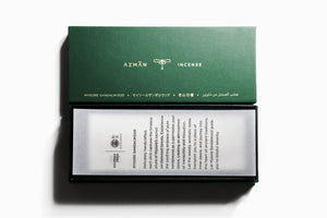 Azman Perfumes' rare and exclusive Incense product. The incense is presented in an elegant green luxury hard box and includes an incense stand and an information leaflet. All incense are 100% Organic, Chemical free, Handcrafted.